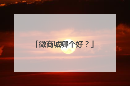微商城哪个好?