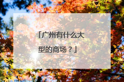 广州有什么大型的商场?