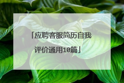 应聘客服简历自我评价通用10篇