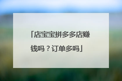 店宝宝拼多多店赚钱吗?订单多吗