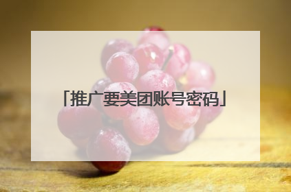 推广要美团账号密码