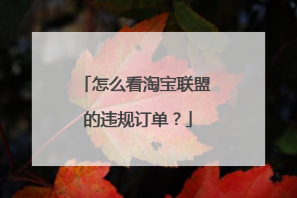 怎么看淘宝联盟的违规订单?
