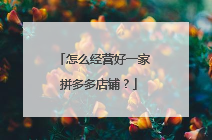 怎么经营好一家拼多多店铺?