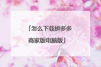 怎么下载拼多多商家版电脑版