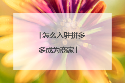 怎么入驻拼多多成为商家