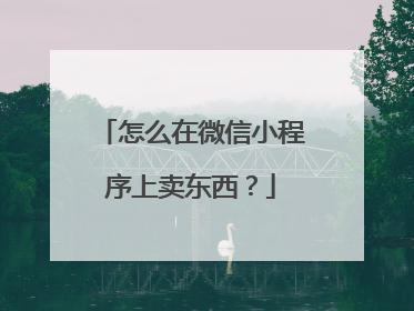 怎么在微信小程序上卖东西?
