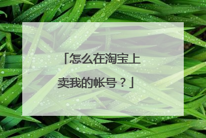 怎么在淘宝上卖我的帐号?