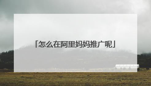 怎么在阿里妈妈推广呢