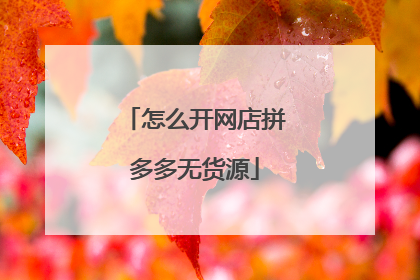 怎么开网店拼多多无货源