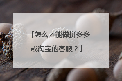 怎么才能做拼多多或淘宝的客服?