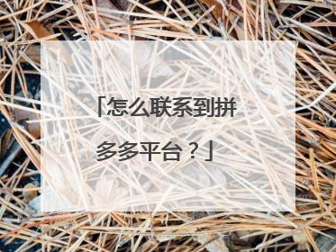 怎么联系到拼多多平台？