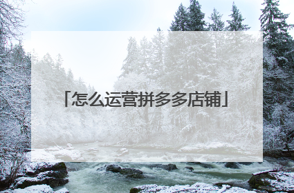 怎么运营拼多多店铺