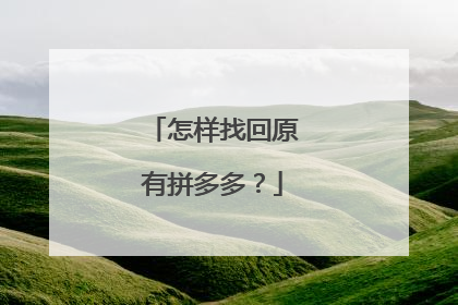 怎样找回原有拼多多?