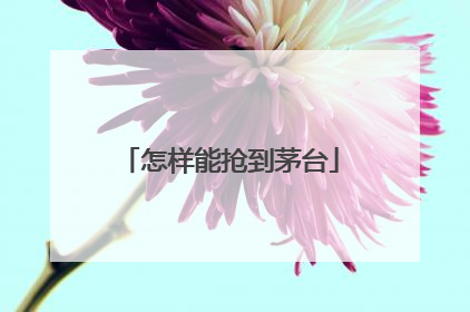 怎样能抢到茅台