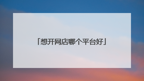 想开网店哪个平台好