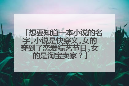 想要知道一本小说的名字,小说是快穿文,女的穿到了恋爱综艺节目,女的是淘宝卖家?