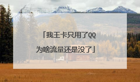 我王卡只用了QQ为啥流量还是没了