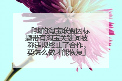 我的淘宝联盟因标题带有淘宝关键词被称违规终止了合作,要怎么做才能恢复