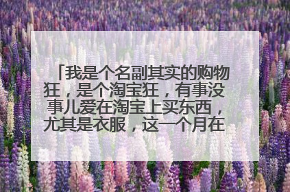 我是个名副其实的购物狂,是个淘宝狂,有事没事儿爱在淘宝上买东西,尤其是衣服,这一个月在淘宝上花了1
