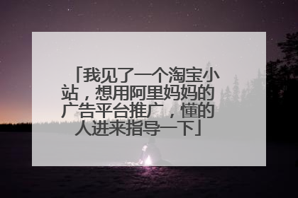 我见了一个淘宝小站,想用阿里妈妈的广告平台推广,懂的人进来指导一下