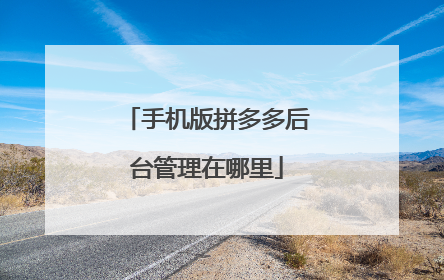 手机版拼多多后台管理在哪里