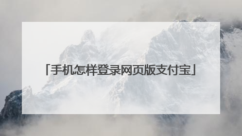 手机怎样登录网页版支付宝