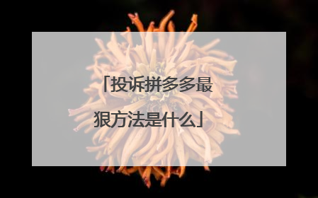 投诉拼多多最狠方法是什么