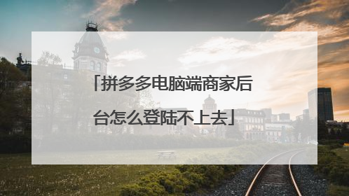 拼多多电脑端商家后台怎么登陆不上去