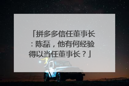 拼多多信任董事长:陈磊,他有何经验得以当任董事长?