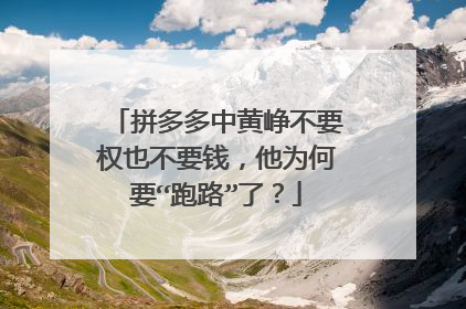 拼多多中黄峥不要权也不要钱,他为何要“跑路”了?