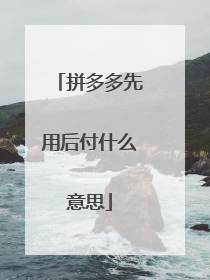 拼多多先用后付什么意思