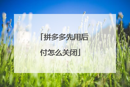 拼多多先用后付怎么关闭