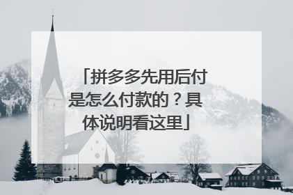 拼多多先用后付是怎么付款的?具体说明看这里