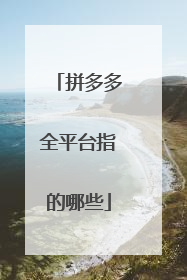 拼多多全平台指的哪些