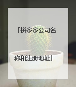拼多多公司名称和注册地址