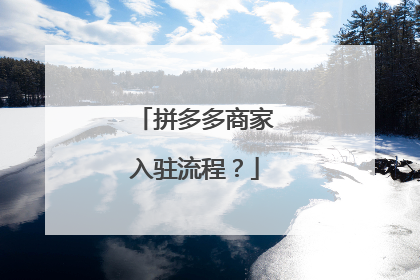 拼多多商家入驻流程?