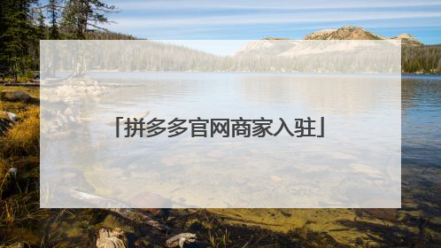 拼多多官网商家入驻