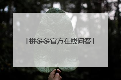 拼多多官方在线问答