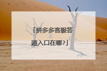 拼多多客服答题入口在哪?