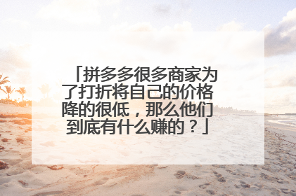拼多多很多商家为了打折将自己的价格降的很低,那么他们到底有什么赚的?