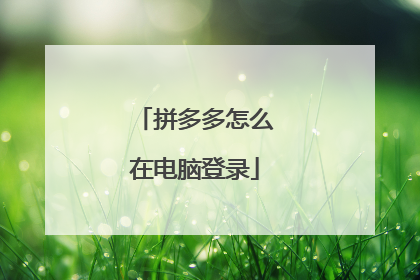 拼多多怎么在电脑登录