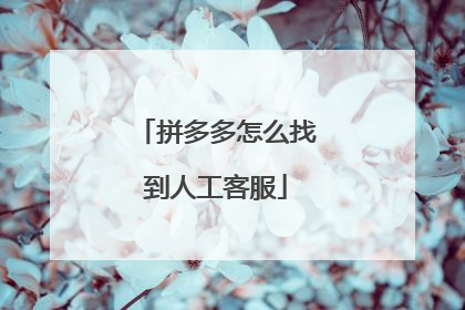拼多多怎么找到人工客服