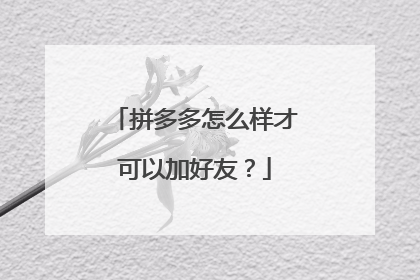 拼多多怎么样才可以加好友?