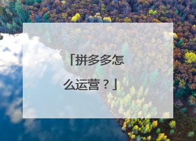 拼多多怎么运营?