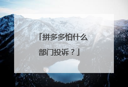 拼多多怕什么部门投诉？