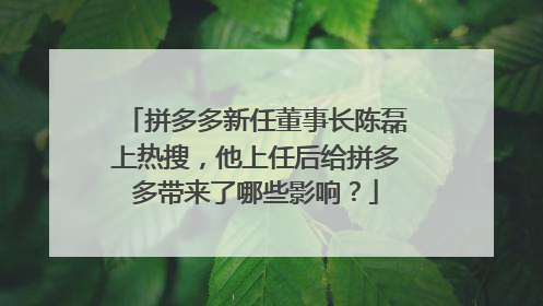 拼多多新任董事长陈磊上热搜,他上任后给拼多多带来了哪些影响?