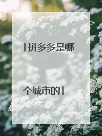 拼多多是哪个城市的