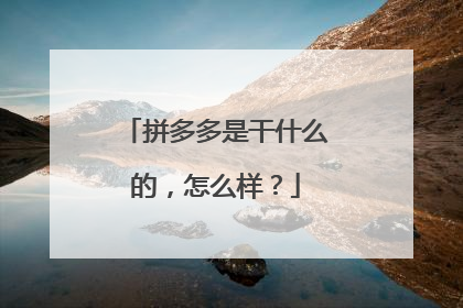 拼多多是干什么的,怎么样?