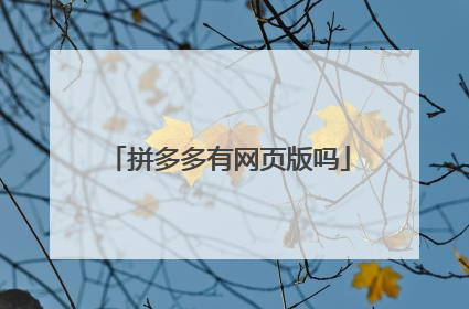 拼多多有网页版吗