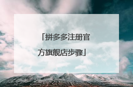 拼多多注册官方旗舰店步骤